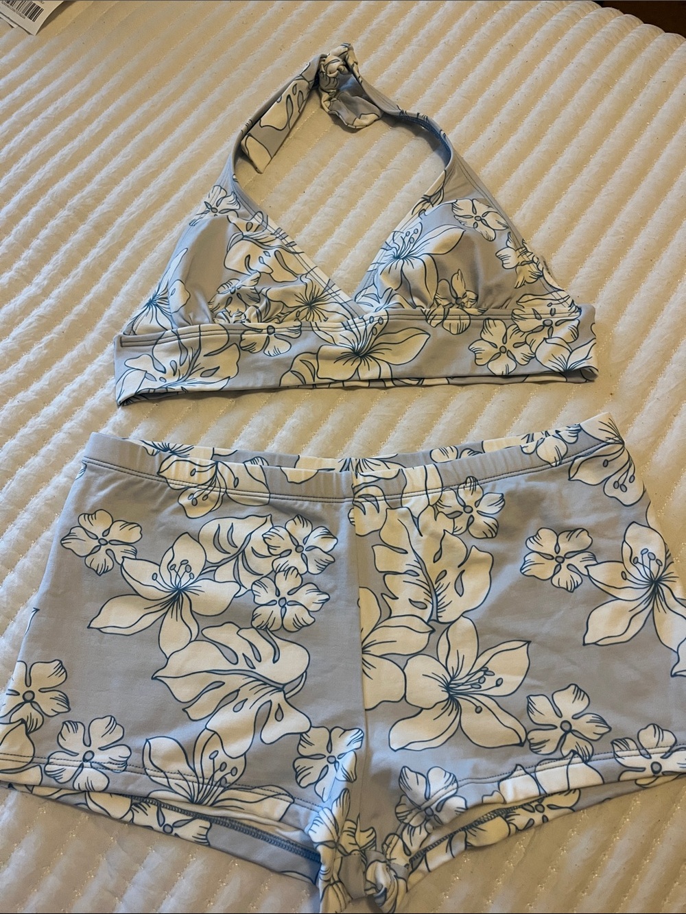 Jag Jeans Light Blue Floral Halter and Shirts Swim Suit